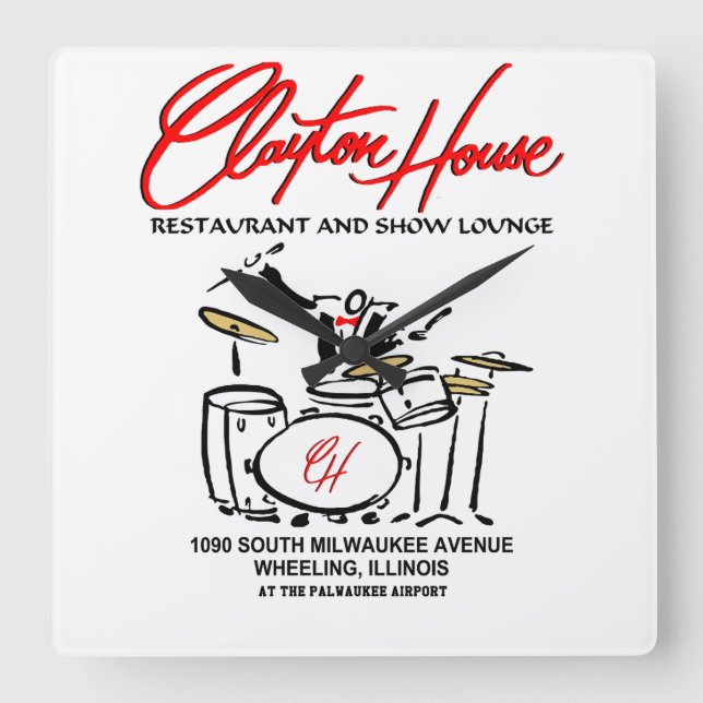 Relógio Quadrado Clayton House Restaurant and Show Lounge, Wheeling (Frente)