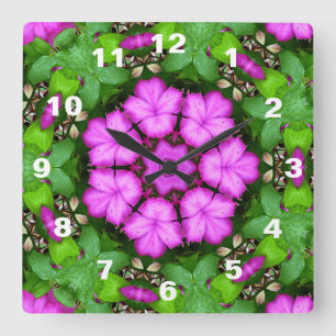 Relógio Quadrado Clematis Caleidoscópio