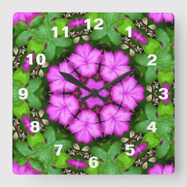 Relógio Quadrado Clematis Caleidoscópio (Frente)