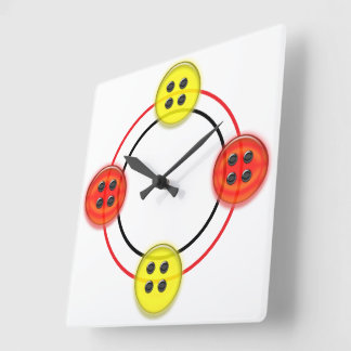 Relógio Quadrado Clock - 3D Buttons