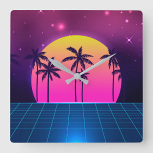 Relógio Quadrado Clock da Parede Retro-Futurística do Estilo de an