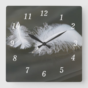 Relógio Quadrado Clock de Muralha de Penas de Ganso Flutuante