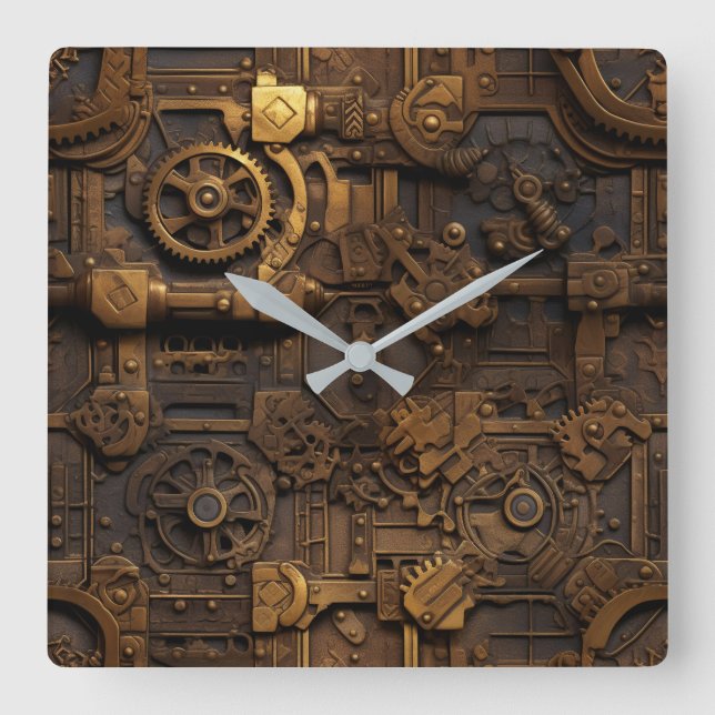 Relógio Quadrado Clock de Muro de Ursos Steampunk (Frente)