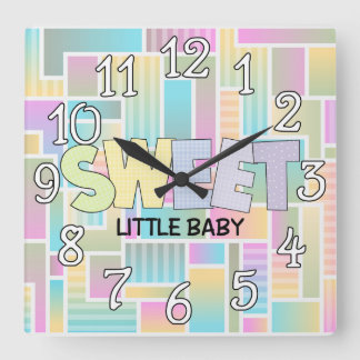 Relógio Quadrado Clock de Parede de Bebê Pastel Sweet