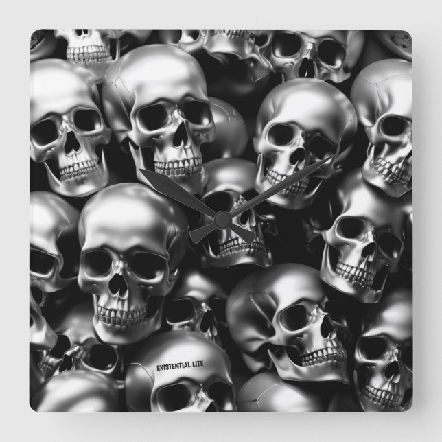 Relógio Quadrado Clock de Paredes de Pele Prateada LITE EXISTENTE (Frente)