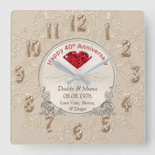 Relógio Quadrado CLOCK de Presente do Aniversário de Casamento do Q