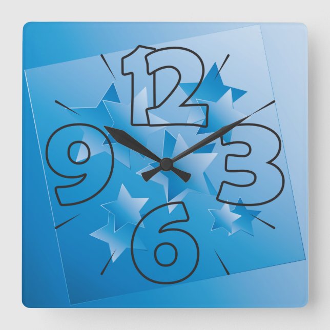 Relógio Quadrado Clock dial 15 - numbers and dashes (Frente)