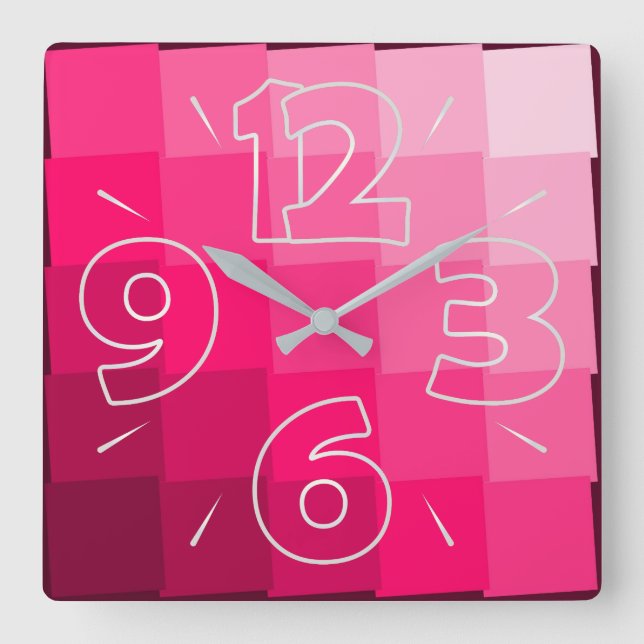 Relógio Quadrado Clock dial 15 - numbers and dashes (Frente)