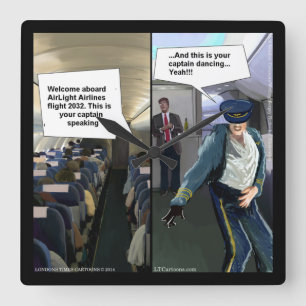 Relógio Quadrado Clock do Piloto da Companhia Aérea Funny Hipster