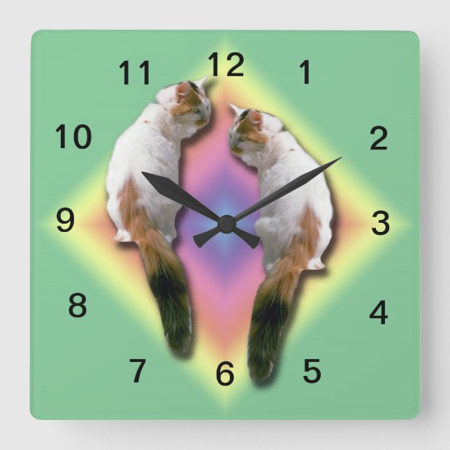 Relógio Quadrado Clock - Mirrored Cat (Frente)