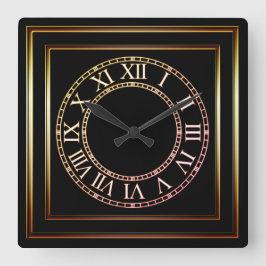 Relógio Quadrado Clock preto de quadro de cobre simples 2
