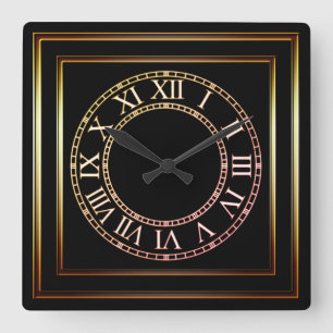 Relógio Quadrado Clock preto de quadro de cobre simples 2
