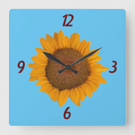 Relógio Quadrado Clock Sunflower