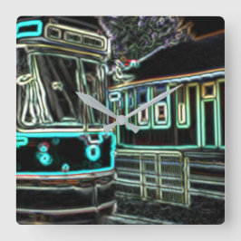 Relógio Quadrado CLRV Neon no nódulo de parede acrílico quadrado de