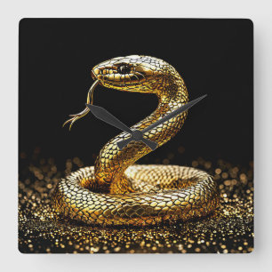 Relógio Quadrado Cobra dourada