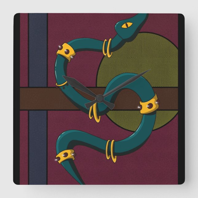 Relógio Quadrado Cobra Sticker Carré (Frente)