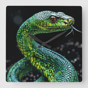 Relógio Quadrado Cobra verde