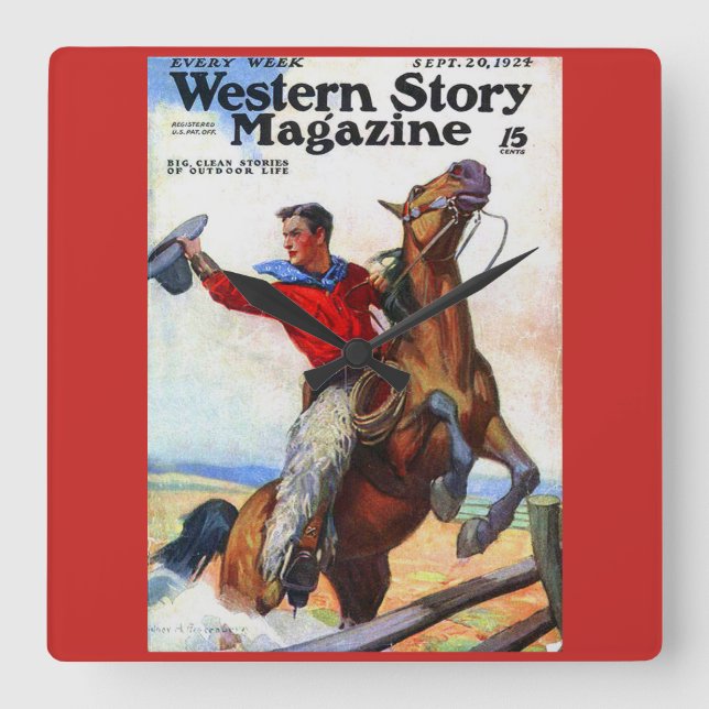 Relógio Quadrado cobrir da revista Western Story 1924 (Frente)