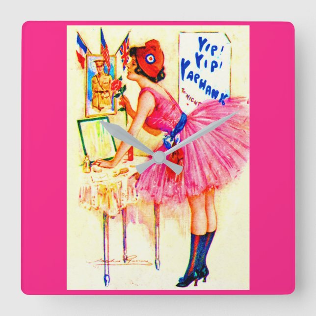 Relógio Quadrado cobrir de playbill Yip Yaphank de 1918 (Frente)