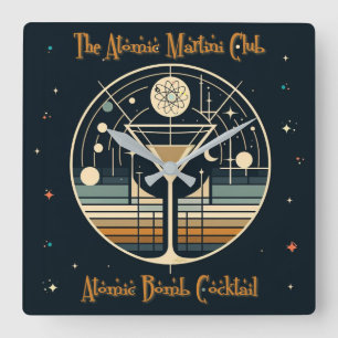 Relógio Quadrado Cocktail de bombas atômicas do Clube Atômico Marti