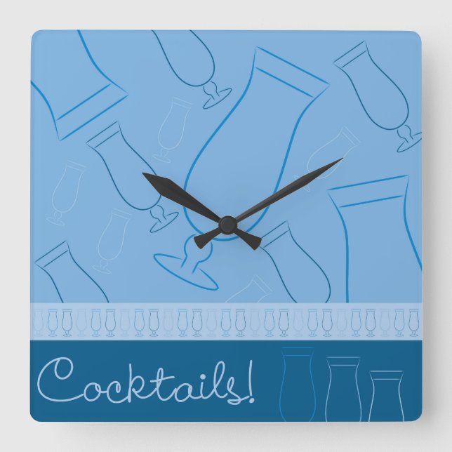 Relógio Quadrado Cocktails! (Frente)