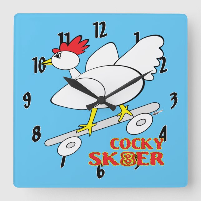 Relógio Quadrado Cocky Skater (Frente)