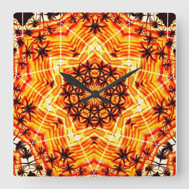 Relógio Quadrado Coco Palm Star (Frente)