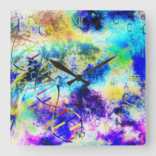 Relógio Quadrado Código de arte do DNA