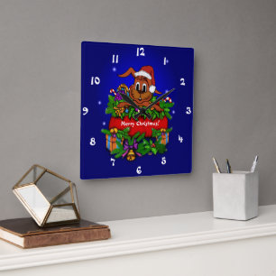 Relógio Quadrado Coelho Natal