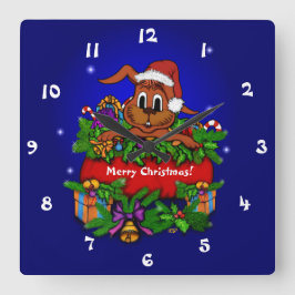 Relógio Quadrado Coelho Natal