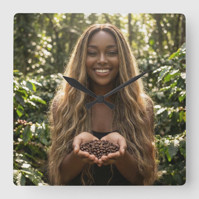 RELÓGIO QUADRADO COFFEE - AROMA DELICIOSO (Frente)