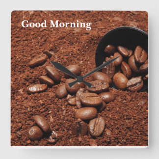 Relógio Quadrado Coffee Grounds Roasted Beans Business Card