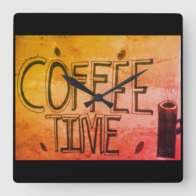 Relógio Quadrado Coffee Time Wall Clock (Frente)