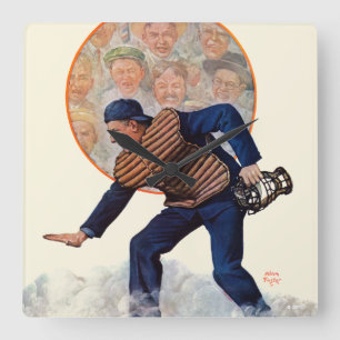 Relógio Quadrado Cofre forte na placa