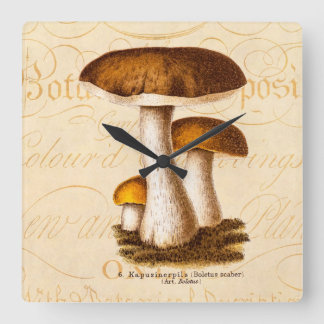 Relógio Quadrado Cogumelos castanhos Scaber de Mushroom 1800s