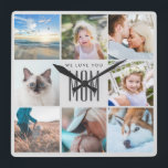 Relógio Quadrado Colagem de Fotografias das Memórias da Família de<br><div class="desc">Dia de as mães moderno de chic Mãe Família Foto Colagem lindíssima parede relógio</div>