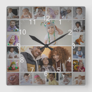 Relógio Quadrado Colagem de Fotografias do Design 22