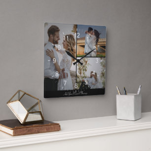 Relógio Quadrado Colagem de Fotografias do Design 3