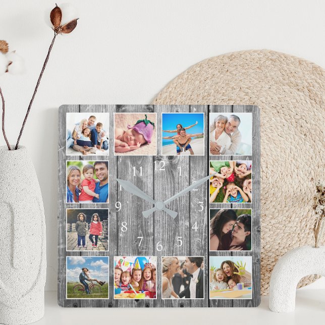 Relógio Quadrado Colagem de Fotografias Russas da Família Moderna (Criador carregado)