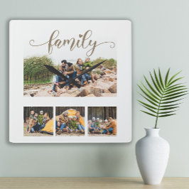 Relógio Quadrado Colagem de Fotos de Família Quatro Personalizada c