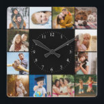 Relógio Quadrado Colagem de Fotos Personalizada da Família Simples<br><div class="desc">Colagem de fotos simples e moderna do Instagram, perfeita para 16 memórias favoritas serem gratas neste relógio de manutenção com design minimalista. Perfeito como presente para a família ou melhores amigos, aquecimento doméstico, ou recém-casados, mas também um presente perfeito para você mesmo, um lembrete diário de como você é sortudo....</div>
