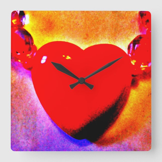 Relógio Quadrado Colar Vermelho (Frente)