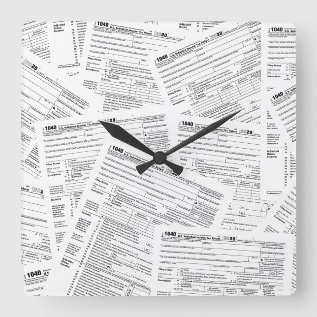 Relógio Quadrado Coleção de Formulário de Imposto 1040 IRS (Frente)