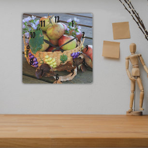 Relógio Quadrado Colheita de Maçãs do outono