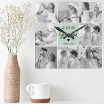 Relógio Quadrado Collage Photo Best Grandpa Ever Pastel Mint Gift<br><div class="desc">Esta bela foto de colagem é a maneira perfeita de expressar seu amor pelo seu avô. Apresentando a mensagem sentida "Nós te amamos, vovô" em letras elegantes contra um fundo pastel de menta, esta peça captura o calor e afeto que você sente pelo seu avô. O design de colagem permite...</div>