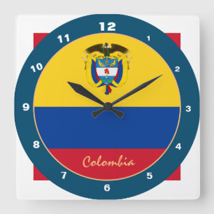 Relógio Quadrado Colômbia Moderna, Bandeira Colombiana Casa / desig