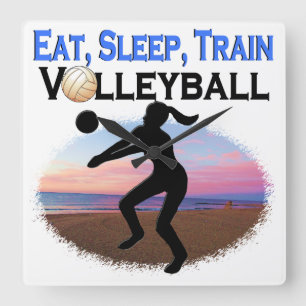 RELÓGIO QUADRADO COMA, DORME, TREM VOLLEYBALL