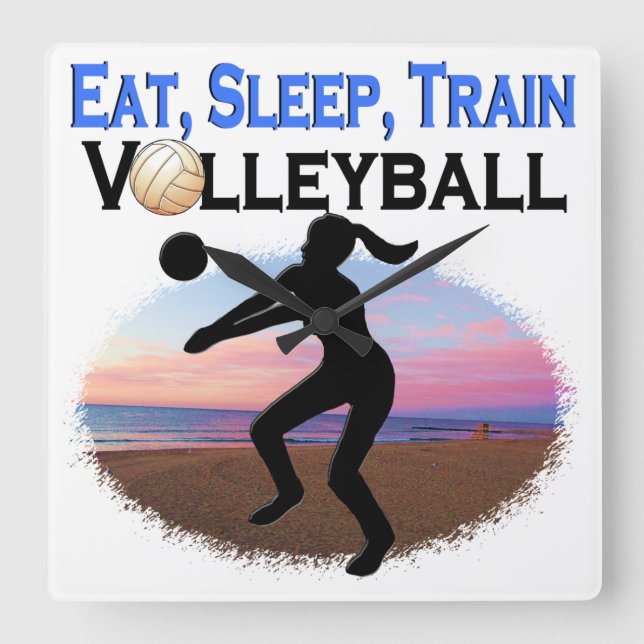 RELÓGIO QUADRADO COMA, DORME, TREM VOLLEYBALL (Frente)