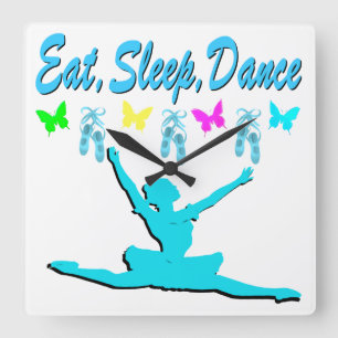 RELÓGIO QUADRADO COMA, SONO, DANÇA BALLERINA DESIGN