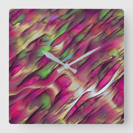 Relógio Quadrado Combinação de manchas verdes e burgosas opacas e c